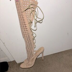 Open Toe Knee High Heels